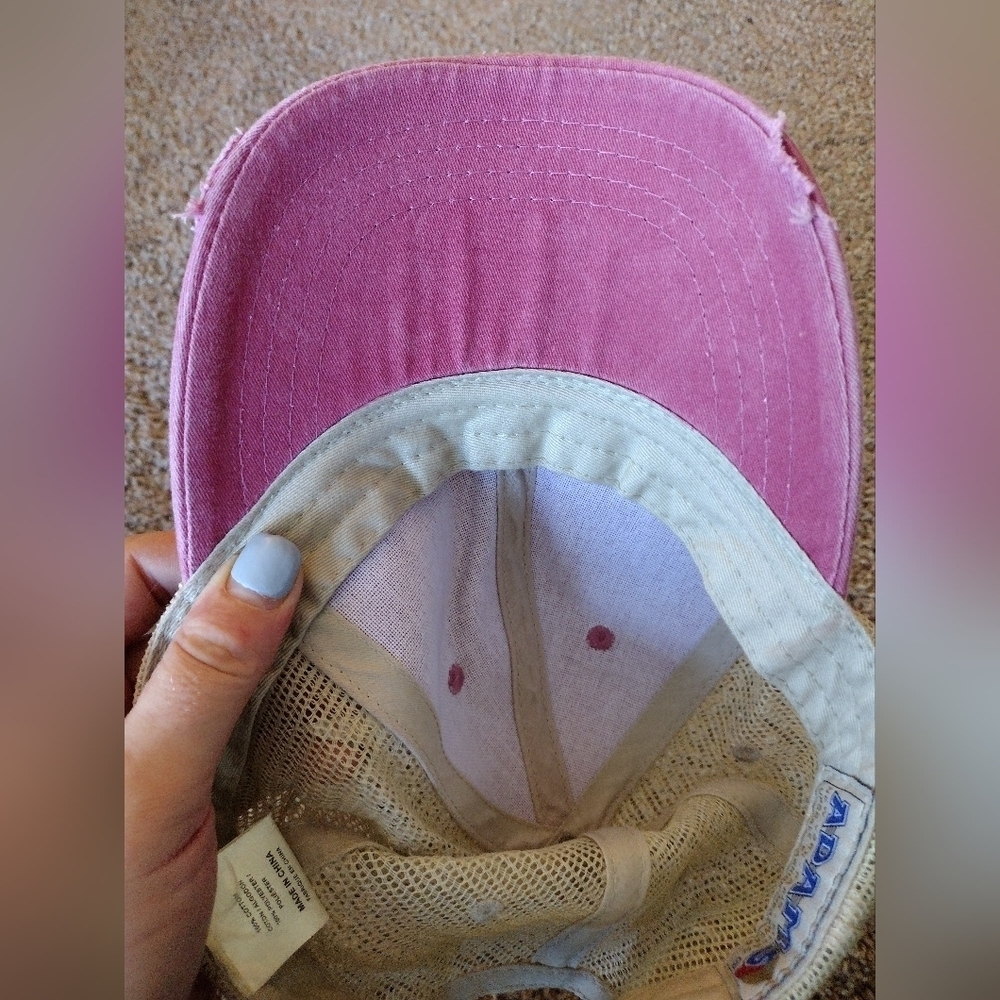Adams Pink And Beige Mesh Trucker Hat - Picture 5 of 7